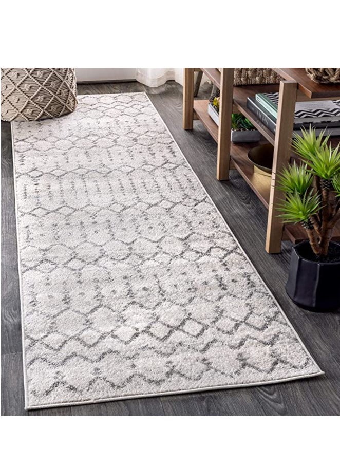 HANDPICKED FURNITURE Handpicked Furniture Moroccan Inspired Grey Rug, Ultra Soft Area Carpets For Bed Room, Living Room, And Dining Room, Antislip Floor Carpets, Easy To Clean, Made In Turkey, Rectangle  - Image 1