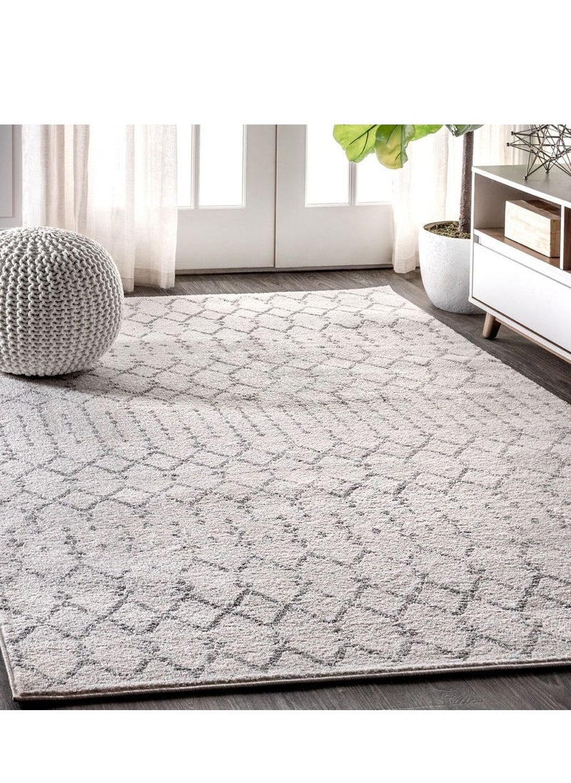 HANDPICKED FURNITURE Handpicked Furniture Moroccan Inspired Grey Rug, Ultra Soft Area Carpets For Bed Room, Living Room, And Dining Room, Antislip Floor Carpets, Easy To Clean, Made In Turkey, Rectangle  - Image 3