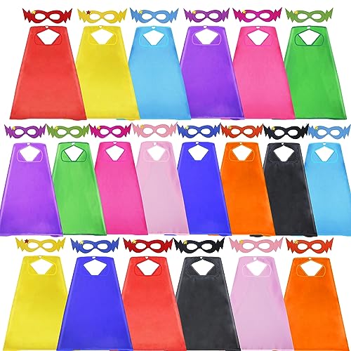 D.Q.Z Superhero-Capes for Kids 20 Sets Children-Superhero Capes and Masks for Super Hero Toys Birthday Party Dress Up Costume (Multicolored) - Image 1