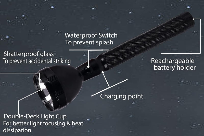 800M Zoom Torch Tactical Led With Re Charge Able 18650 Battery Flashlight Tourch Zoom 3 Mode Focus CarWall Charger Included Torch Black Re Charege Able 8990 Aluminum 120 Lumen 8990 B - Image 3