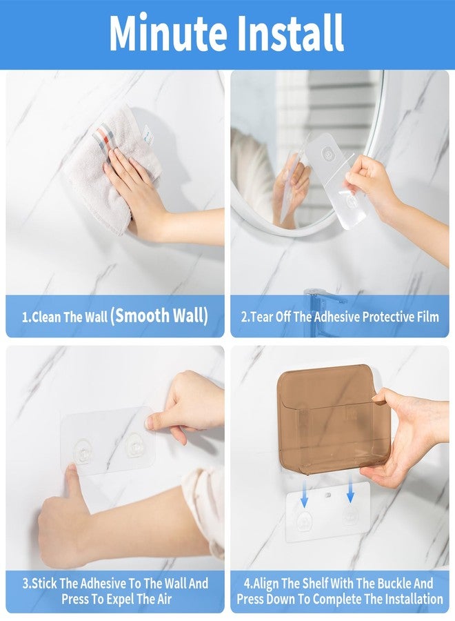 Diesisa 2pc Acrylic Wall Mount Organizer, Adhesive Cabinet Door Organizer,Acrylic Bathroom Shelves for Wall,No Drilling Hang Walls,with Self Adhesive Tape, for Bathroom, Kitchen, Living Room - Image 4