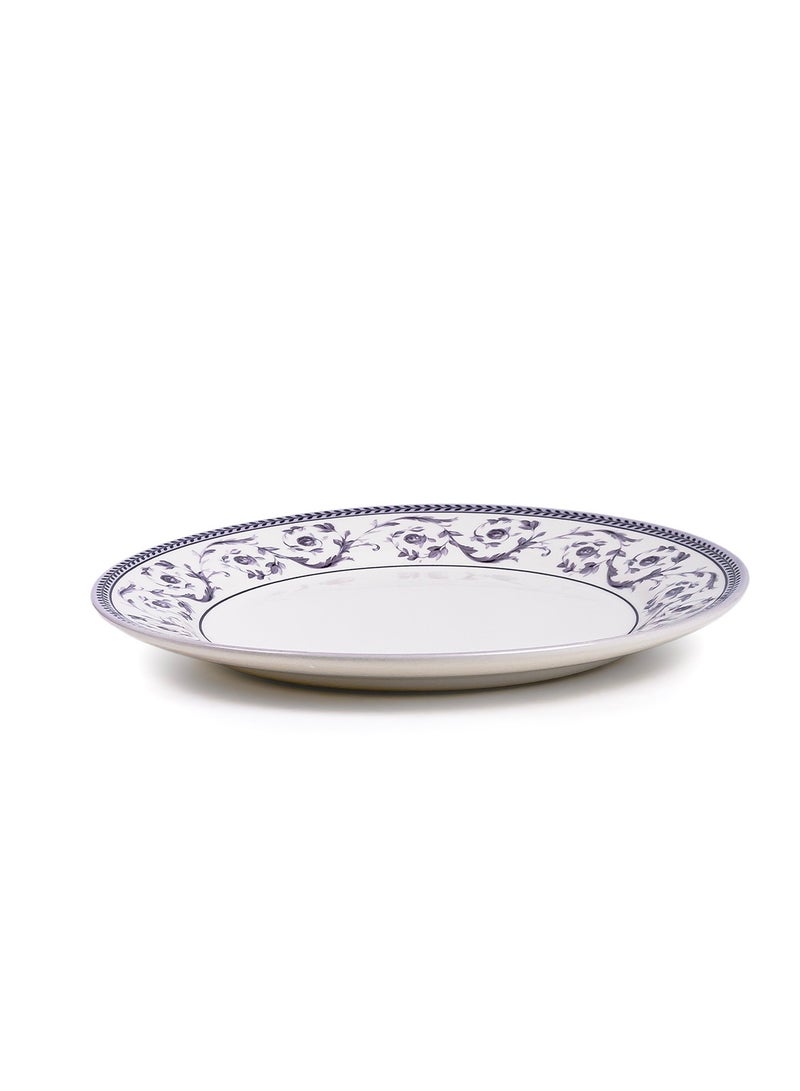 Claytan Callista 10.5 inch Floral Pattern Ceramic Dinner Plate (White, Set of 1) - Image 1