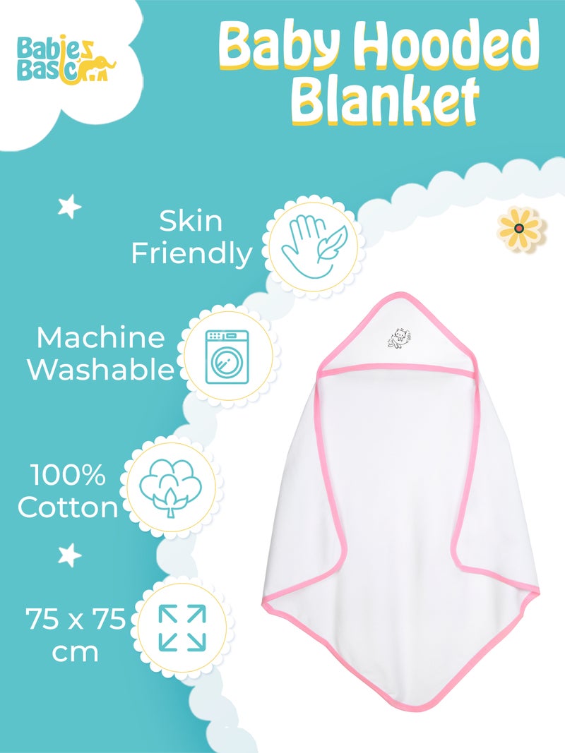 Babies Basic 100% Cotton Swaddle / Receiving Blanket for New Born, 75*75cm , Pink - Image 4