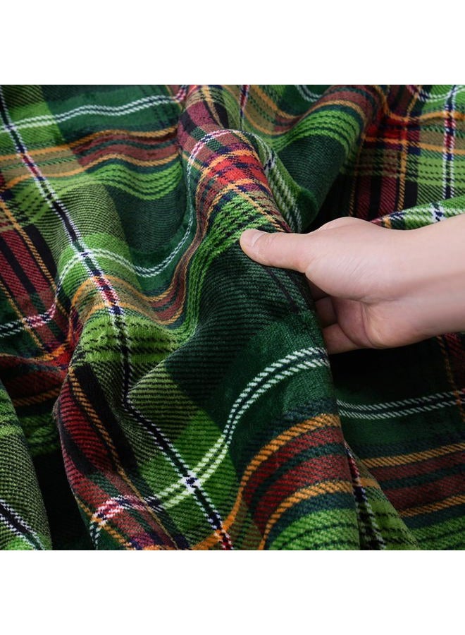 PU MEI Sherpa Fleece Throw Blanket 60" x 80" Reversible Plush Fluffy Large Big Blanket Lattice Flannel Blankets for All Season Use, Chrismas Green - Image 3