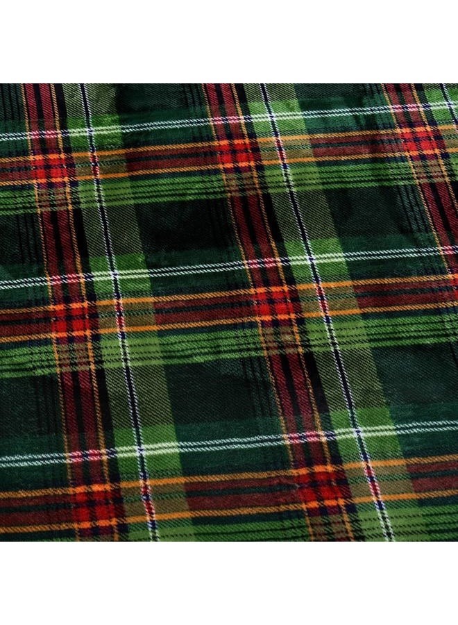 PU MEI Sherpa Fleece Throw Blanket 60" x 80" Reversible Plush Fluffy Large Big Blanket Lattice Flannel Blankets for All Season Use, Chrismas Green - Image 5