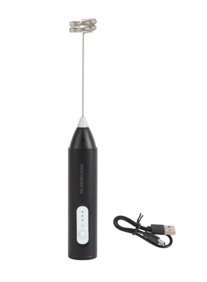 Olsenmark Rechargeable Milk Frother- for High Speed Whisking, Ergonomic Grip with 3 Mixing Modes, Light, Medium and Strong/ Used for Milk, Coffee, Eggs, Sauces, Lattes, Hot Chocolates, Shakes/ For Kitchen Use, Light-Weight and Highly Durable 1.5 L 200 W OMMF7038 Black - Image 2