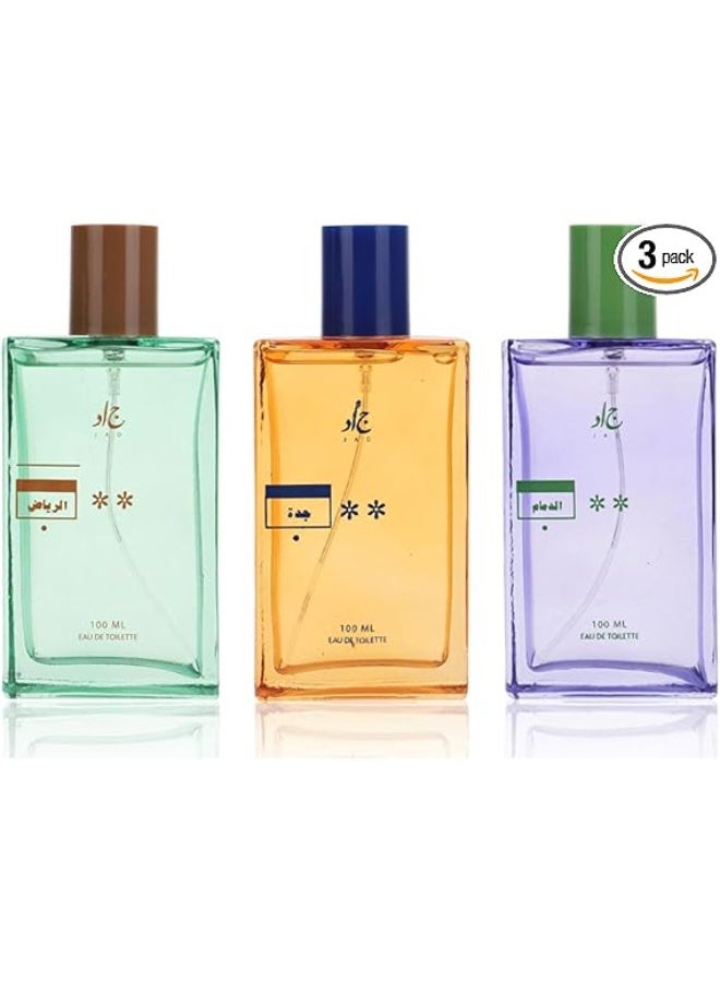 Jad Bundle of Women collection (Jeddah, Dammam, Alriyadh) EDT 100ml x 3pcs - Image 1