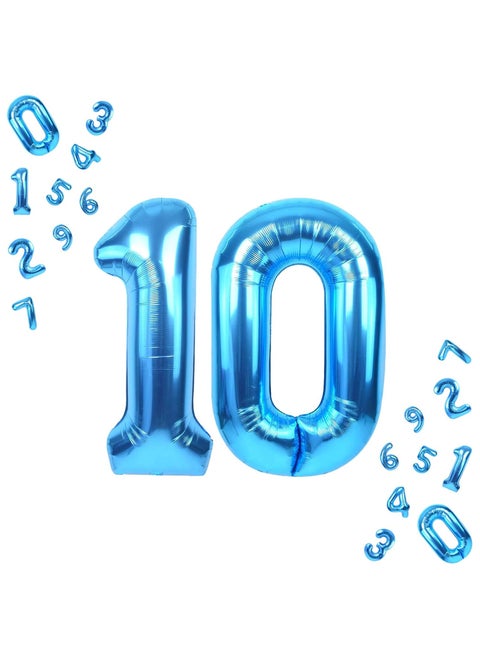 Blue Number 10 Foil Balloon For 10th Birthday Decoration
