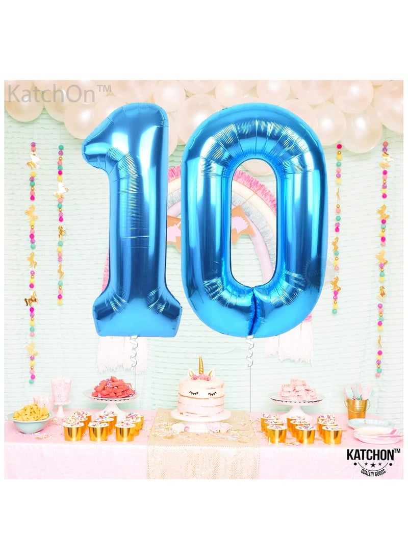 KATCHON - Blue Number 10 Foil Balloon For 10th Birthday Decoration - Image 1