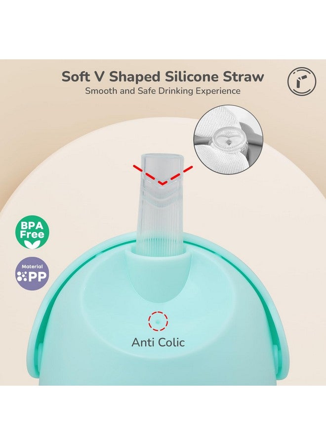 أر فور رابيت كوب شرب ممتاز للأطفال من Trunky مزود بكرة مقاومة للجاذبية | كوب شرب خالٍ من الانسكاب مع شفاطة من السيليكون الناعم خالٍ من مادة BPA وغير سام ومضاد للتسرب للأطفال من سن 9 أشهر فما فوق - (320 مل، أزرق بحري) - Image 2