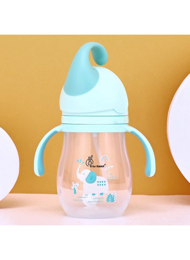 أر فور رابيت كوب شرب ممتاز للأطفال من Trunky مزود بكرة مقاومة للجاذبية | كوب شرب خالٍ من الانسكاب مع شفاطة من السيليكون الناعم خالٍ من مادة BPA وغير سام ومضاد للتسرب للأطفال من سن 9 أشهر فما فوق - (320 مل، أزرق بحري) - Image 1