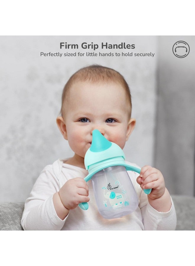 أر فور رابيت كوب شرب ممتاز للأطفال من Trunky مزود بكرة مقاومة للجاذبية | كوب شرب خالٍ من الانسكاب مع شفاطة من السيليكون الناعم خالٍ من مادة BPA وغير سام ومضاد للتسرب للأطفال من سن 9 أشهر فما فوق - (320 مل، أزرق بحري) - Image 5