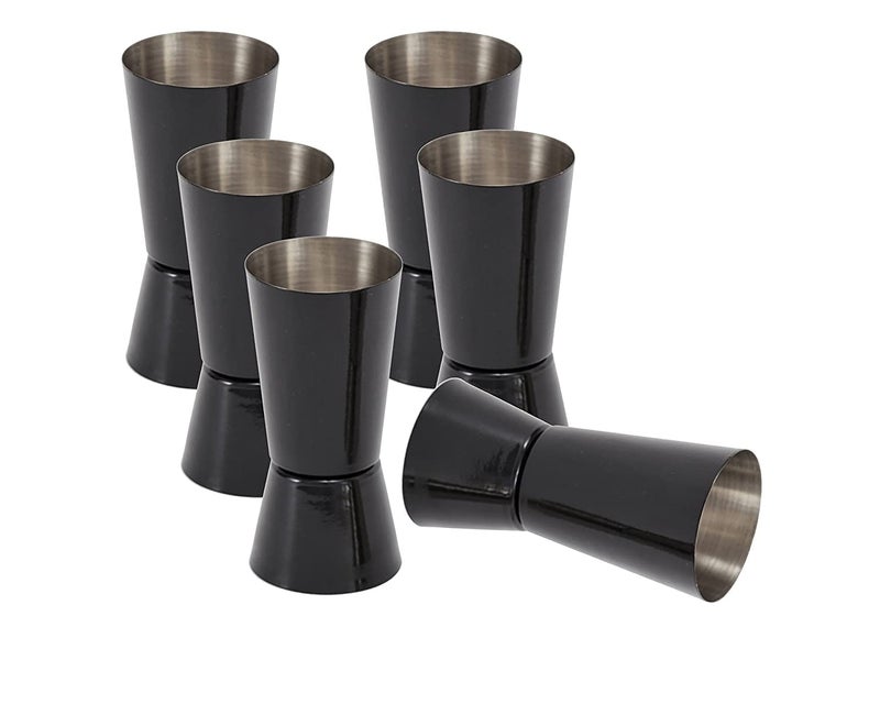 finality Stainless Steel Double Black Peg MeasurePeg MeasureJiggerAlcohol Measure CupCocktail MeasureBar ToolsBar Accessories Pack of 6