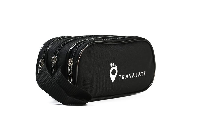 TRAVALATE Polyester Toiletry Bags Bags Makeup Shaving Kit Pouch Aider Rust Polyester Travel Kit Bag With Belt For Men And Women -Black, 5 cm - Image 1