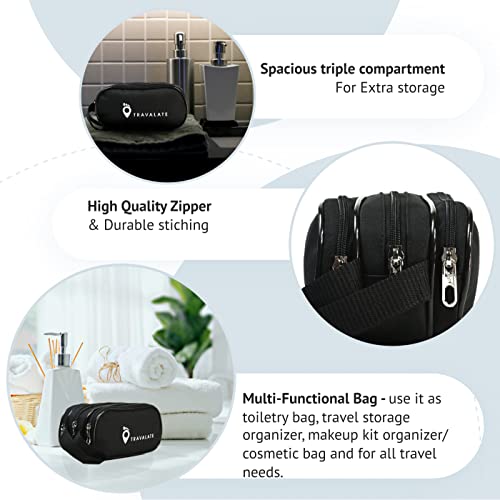 TRAVALATE Polyester Toiletry Bags Bags Makeup Shaving Kit Pouch Aider Rust Polyester Travel Kit Bag With Belt For Men And Women -Black, 5 cm - Image 5