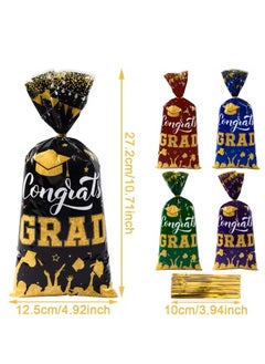 Boxwoods 100 PCS Congrats Grad Candy Bags For School Senior Year Graduation Ceremony Drawstring Pouch For Treats  - Image 3