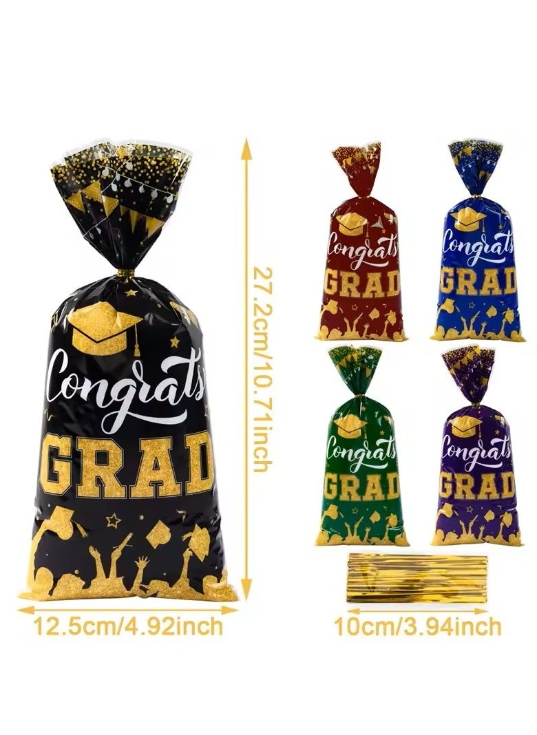 Boxwoods 100 PCS Congrats Grad Candy Bags For School Senior Year Graduation Ceremony Drawstring Pouch For Treats  - Image 3