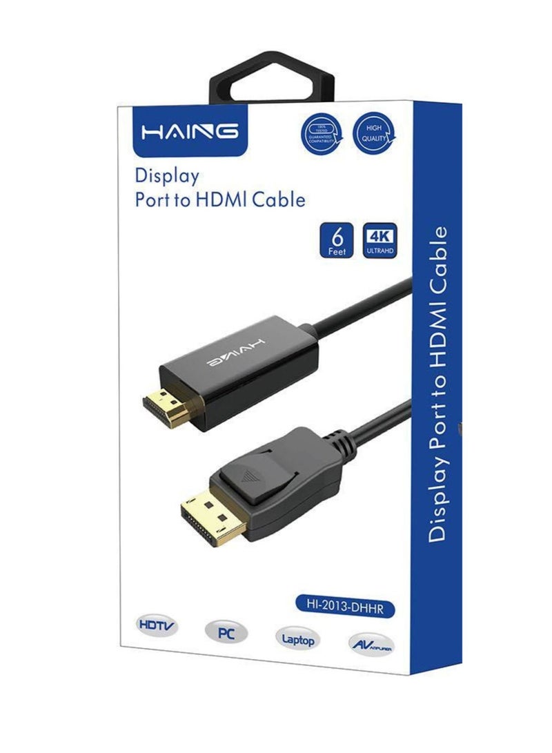 Haing DisplayPort to HDMI Cable 6feet - Image 1