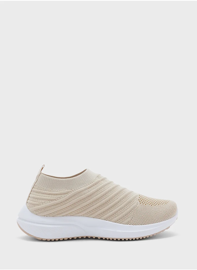 جينجر Wavy Design Knit Slip On Comfort Shoes