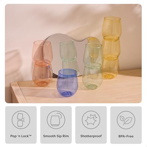 TOSSWARE POP 14oz Vino - Color Series SET OF 12, Premium Quality, Recyclable, Unbreakable & Crystal Clear Plastic Wine Glasses - Image 3