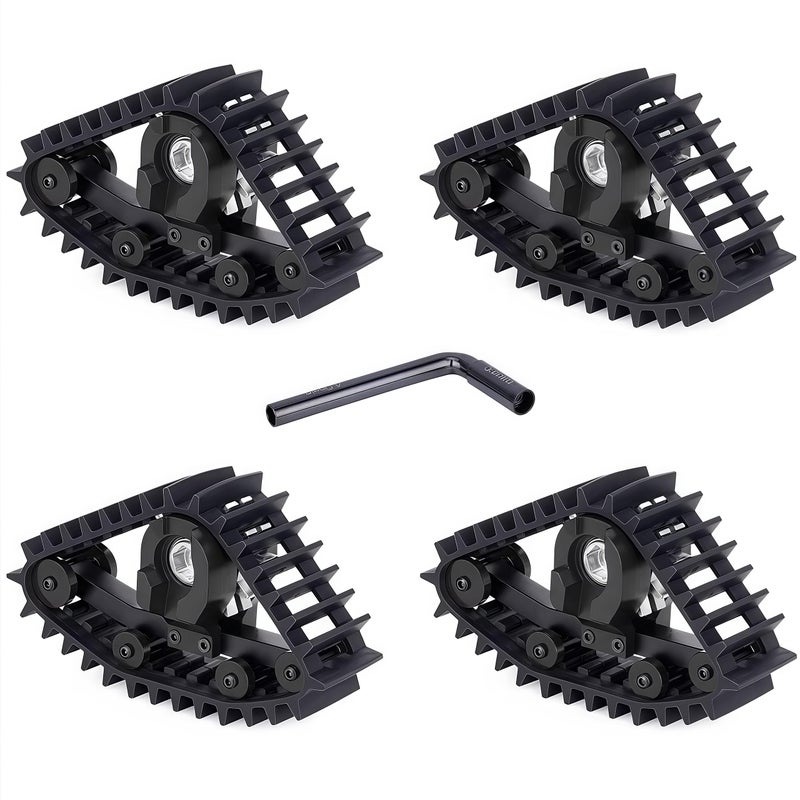 AMK TRX4M Track Snow Tires 4Pcs TRX4M Track Wheels Snow Tires with LShaped Wrench Installation Tool for 118 RC Crawler Car TRX4M Upgrade Accessories Black - Image 3
