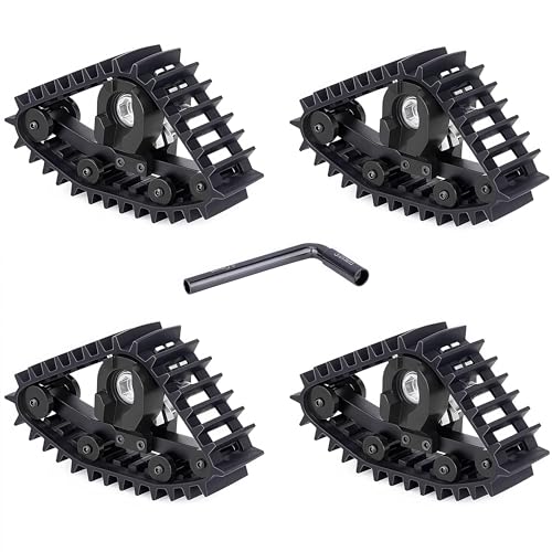 AMK TRX4M Track Snow Tires 4Pcs TRX4M Track Wheels Snow Tires with LShaped Wrench Installation Tool for 118 RC Crawler Car TRX4M Upgrade Accessories Black - Image 1