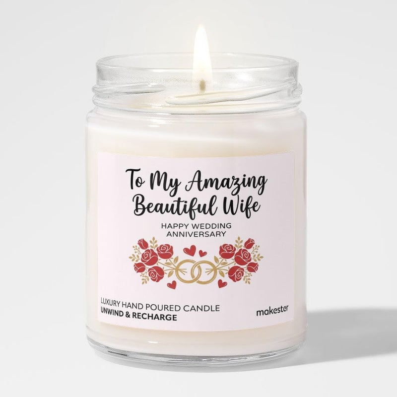 Makester Anniversary Candle Gift for The Wife - Luxury Soy Wax Candle - Vanilla, Jasmine, Sugared Almond - Makester - Image 2