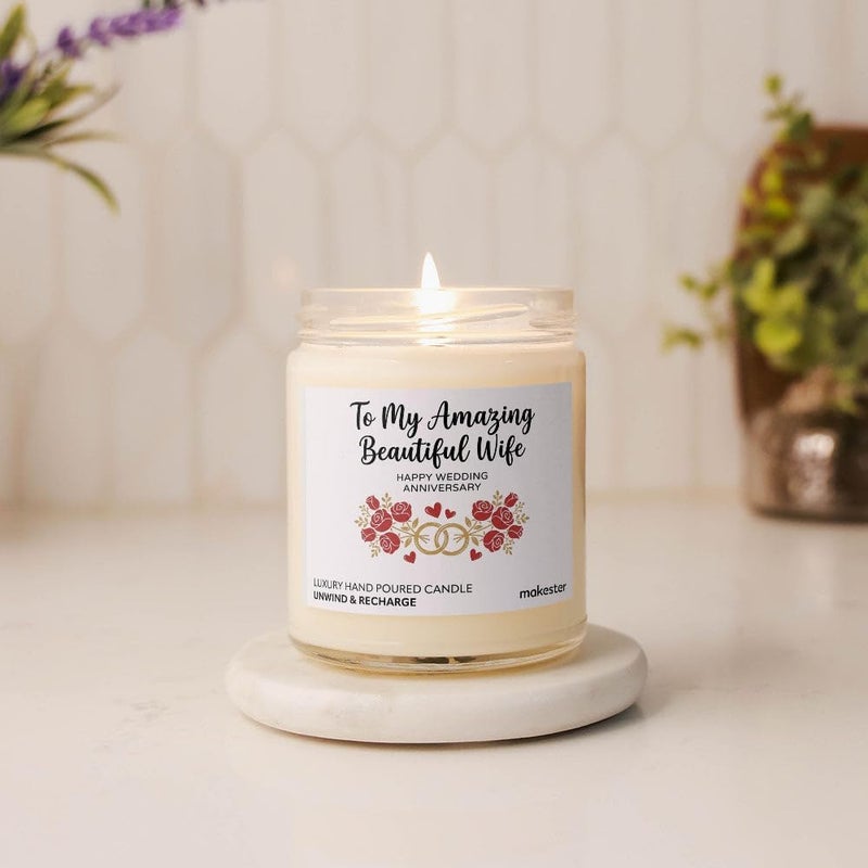 Makester Anniversary Candle Gift for The Wife - Luxury Soy Wax Candle - Vanilla, Jasmine, Sugared Almond - Makester - Image 5