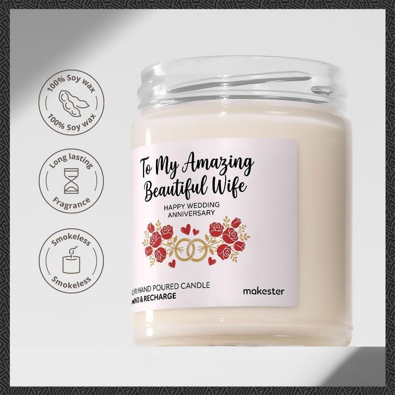 Makester Anniversary Candle Gift for The Wife - Luxury Soy Wax Candle - Vanilla, Jasmine, Sugared Almond - Makester - Image 3
