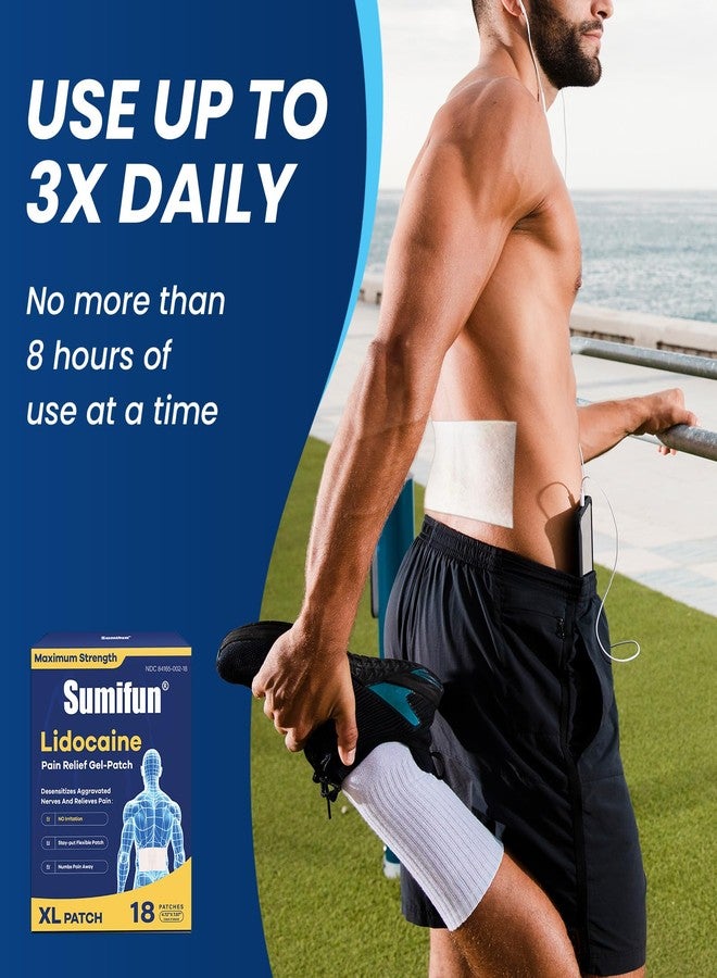 Sumifun لصقات سومي فون 4% ليدوكائين XL للألم | حجم كبير 4.72"x7.87" لتغطية الظهر والفخذ بالكامل | أقصى قوة تخدير بدون وصفة طبية | التصاق طبي يدوم 8 ساعات (كبير جداً، العدد، 18) - Image 5