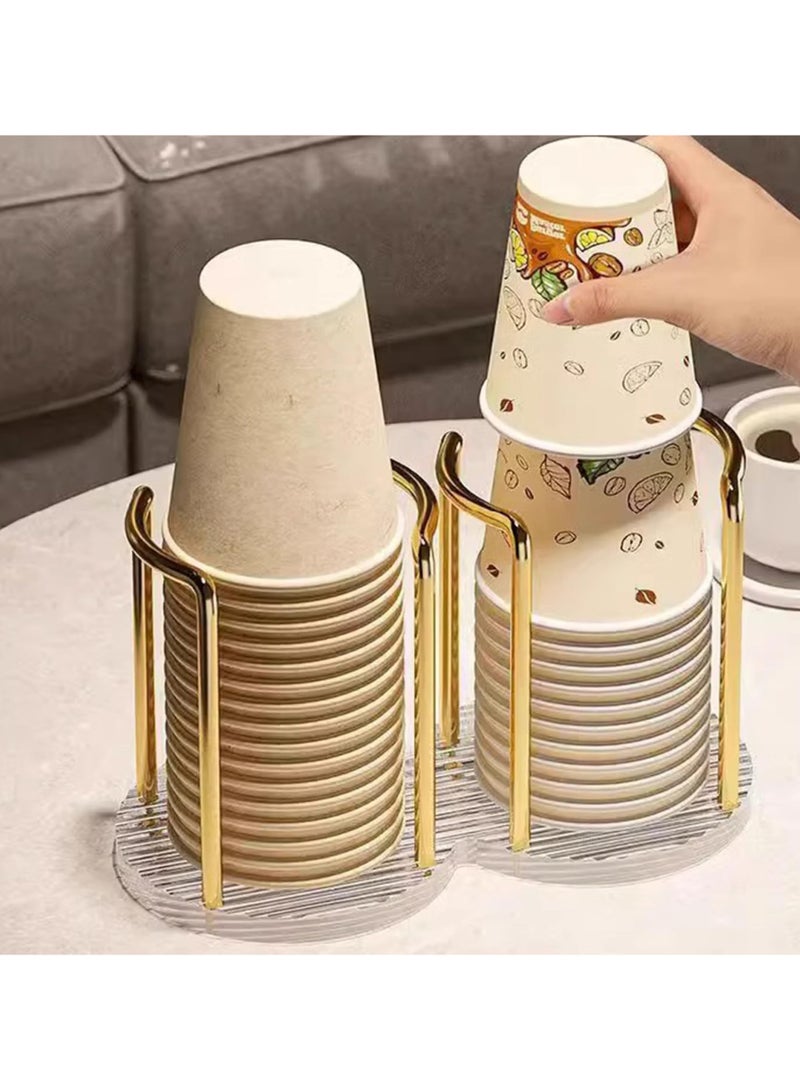 Anmi Paper Cup Holder, 2-Slot Disposable Paper Cup Storage, Countertop Coffee Cup Organizer, Mouthwash Rinsing Cup Holder for Home, Office and Coffee Stations - Image 2