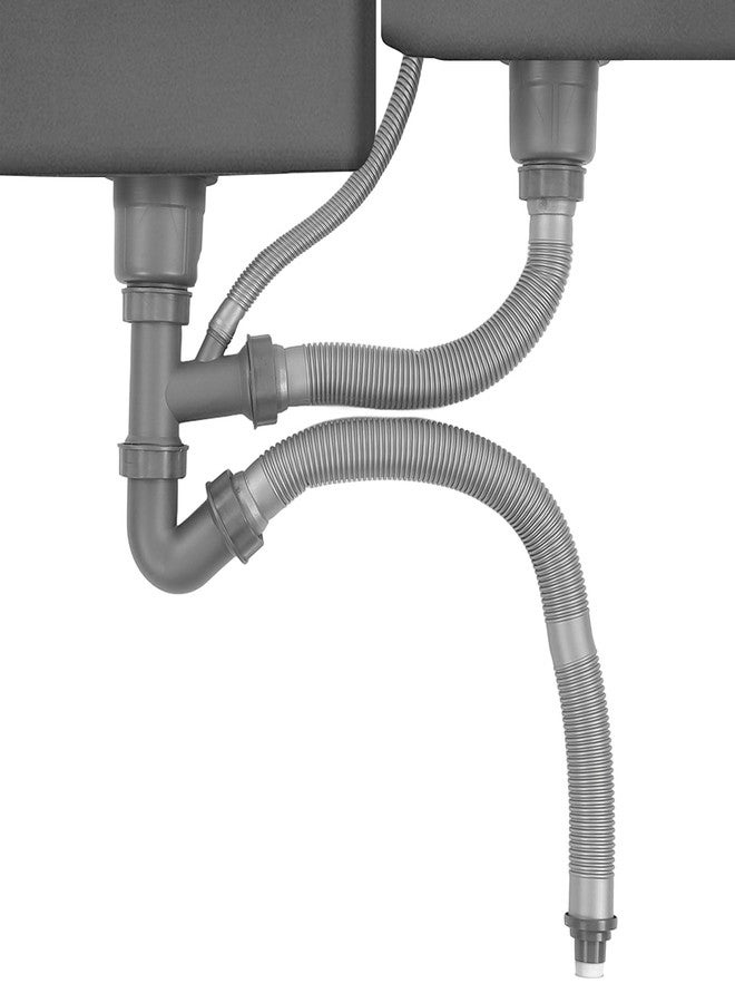 Cocoarm Double Kitchen Sinks Drain Pipe Kit, Expandable All In One Sink Drain Pipe, P Trap Pipe for Double Kitchen Sink for Kitchen, Bathroom, Easy To Assemble - Image 1