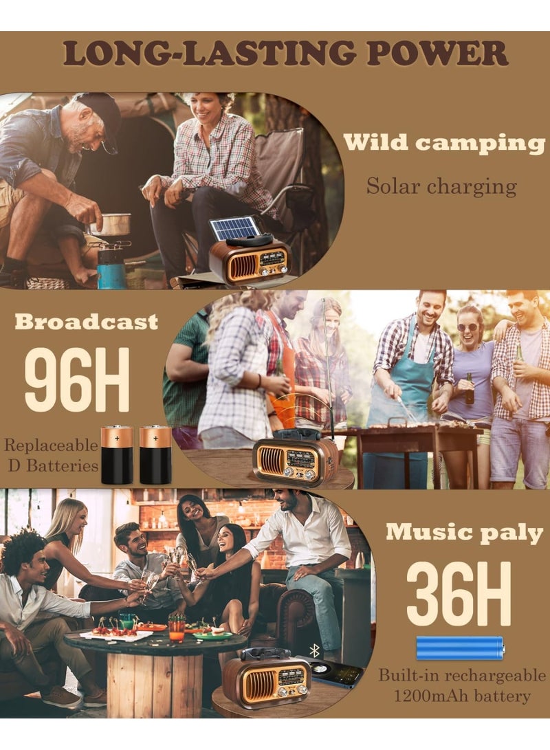 PUXING Mini classic radio with Bluetooth, portable AFM/MSW transistor radio with superior sound and excellent reception, supports TF card and USB MP3 player, powered by a rechargeable battery, gold. - Image 3