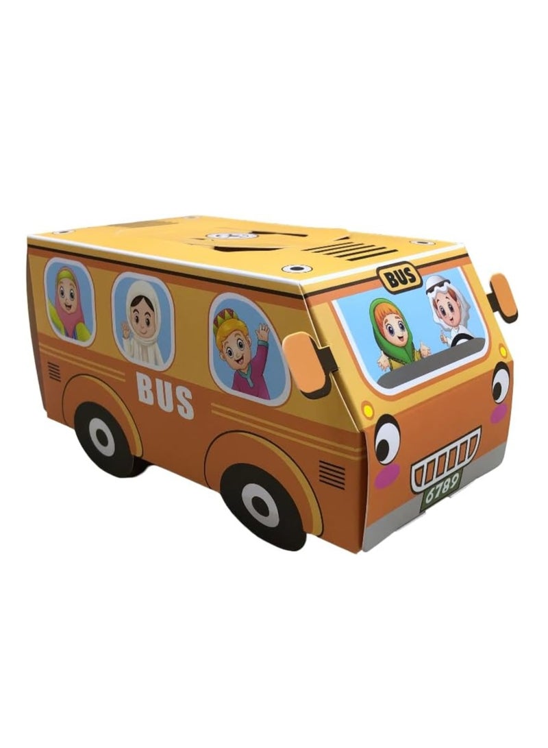 A.R.H | Haq Al Laila  Box Set for Kids | Children's Bus  | Traditional Celebration Design | Pack of 12 PCS | Decorative Arabic Celebration Boxes | Ramadan, Eid Celebrations - Image 1