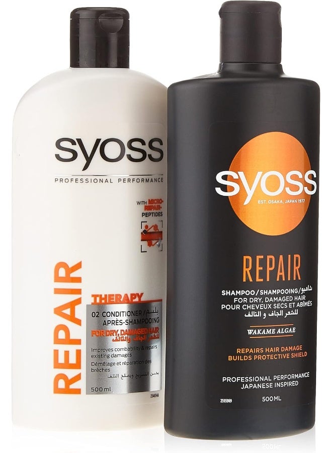 SYOSS Syoss Repair Therapy 500 ml Shampoo & 500 ml Conditioner  - Image 1