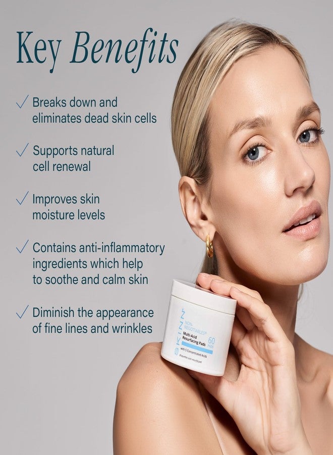 Skinn وسادات تقشير متعددة الأحماض من SKINN، مع حمض الجليكوليك، وحمض اللاكتيك، وحمض الساليسيليك، 60 وسادة - تقشير كيميائي من هازيل الساحرة للوجه، والرقبة، والصدر، يقشر، ويضيء، ويشد البشرة، لخطوط دقيقة وتجاعيد - Image 2