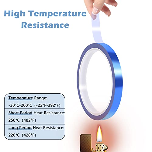 HTVRONT Heat Resistant Tape - 10mm X 33m Blue Heat Transfer Tape 2 Rolls Heat Tape, No Residue High Temperature Tape, High Adhesion Heat Tape for Sublimation, Heat Press, HTV Heat Transfer Tape - Image 4