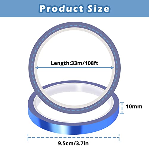 HTVRONT Heat Resistant Tape - 10mm X 33m Blue Heat Transfer Tape 2 Rolls Heat Tape, No Residue High Temperature Tape, High Adhesion Heat Tape for Sublimation, Heat Press, HTV Heat Transfer Tape - Image 2