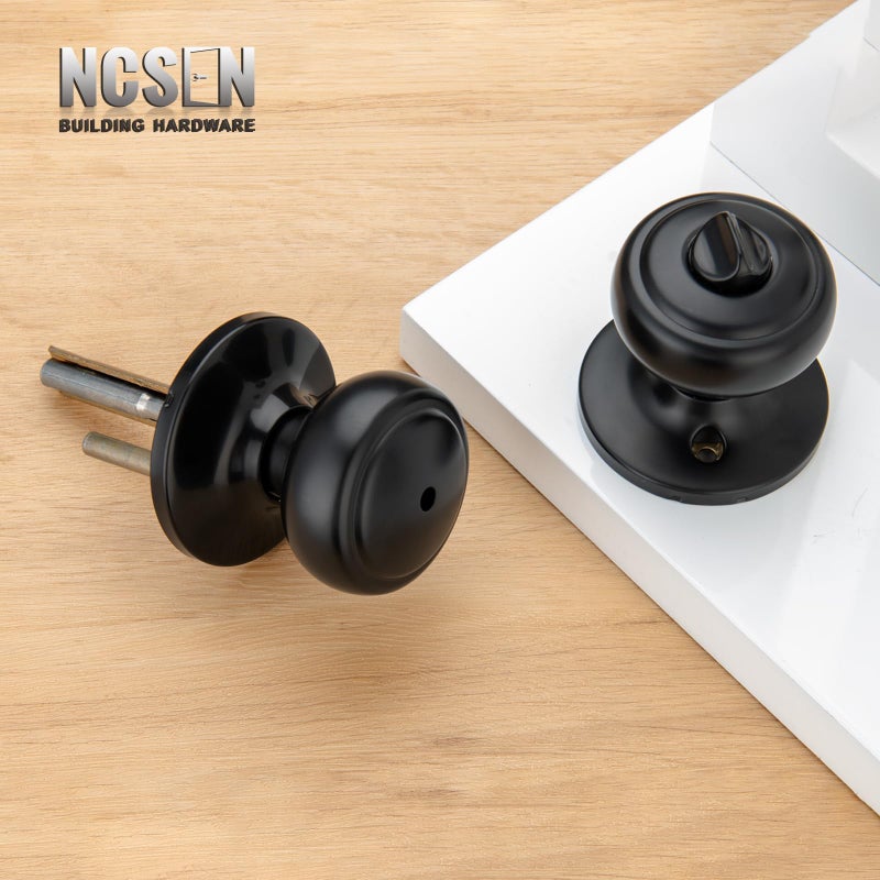NCSEN Matte Black Door Knobs,Interior Door Knob with Lock,Coastal Style Door knob for Privacy and Bedroom (Bath or Privacy) - Image 5