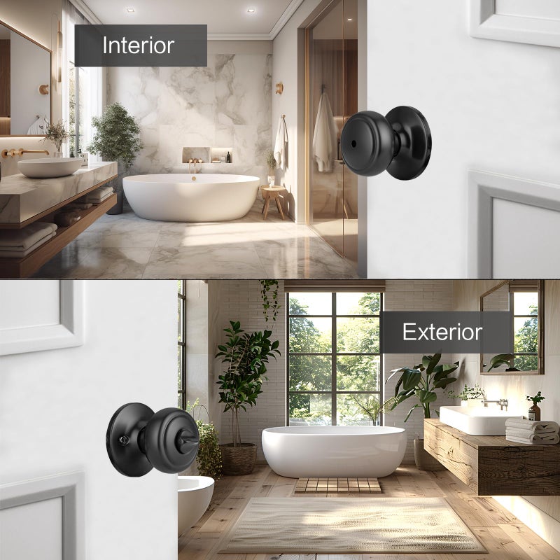 NCSEN Matte Black Door Knobs,Interior Door Knob with Lock,Coastal Style Door knob for Privacy and Bedroom (Bath or Privacy) - Image 4