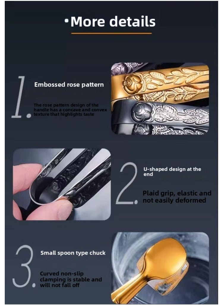 4-piece set, 4-inch mini food tongs, suitable for appetizers, tea parties, cafés, and desserts.