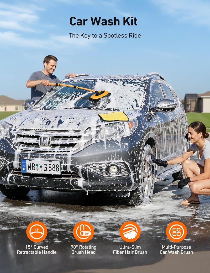 أسترواي فرشاة غسيل السيارات AstroAI ذات المنحنى 15 درجة، فرشاة غسيل السيارات هيكل يسمح بمرور الهواء - Image 2