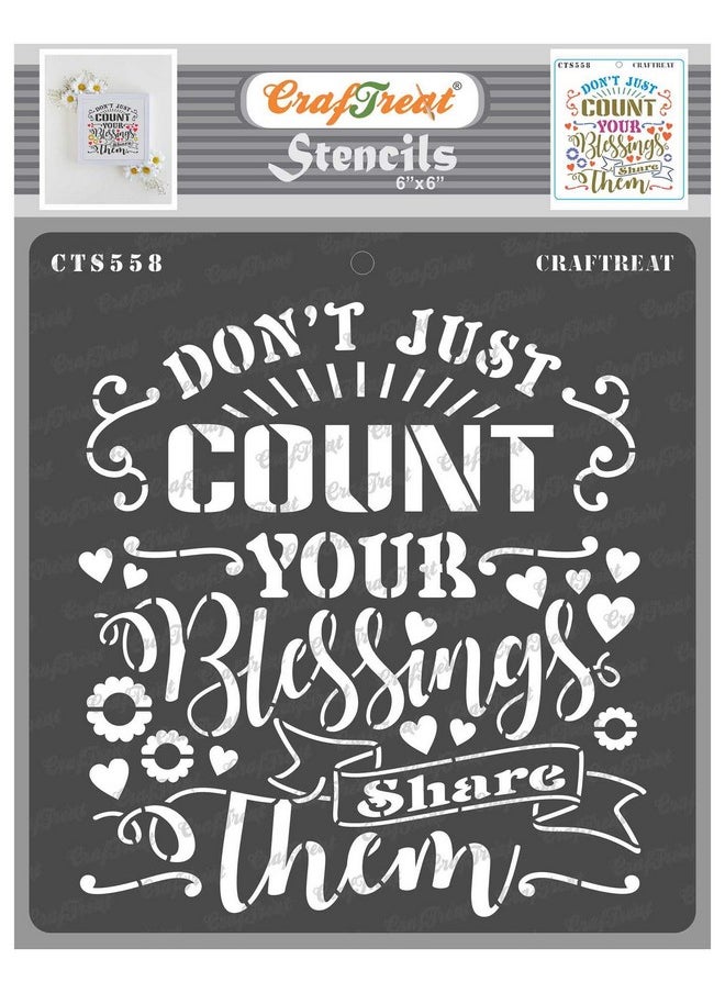 CrafTreat Blessing Quote Stencils For Painting On Wood Canvas Paper Fabric Floor Wall And Tile Share Blessings Stencil 6X6 Inches Reusable Diy Art And Craft Stencils Words And Quotes  - Image 2