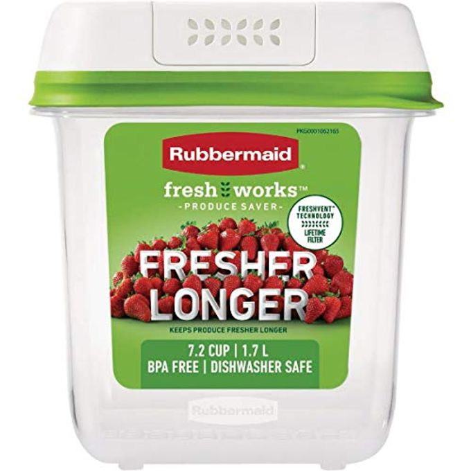 Rubbermaid FreshWorks Saver, Medium Produce Storage Container, 7.2-Cup, Clear