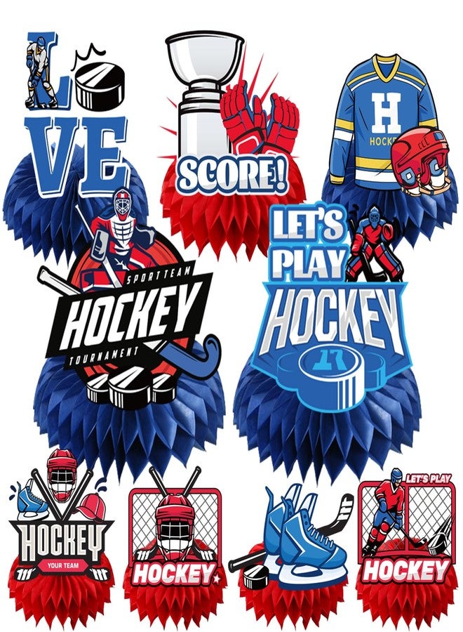 Rakuto Hockey Birthday Party Decorations - 9PCS Honeycomb Centerpieces Ice Hockey Party Table Decor - Image 1