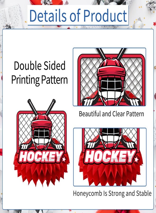 Rakuto Hockey Birthday Party Decorations - 9PCS Honeycomb Centerpieces Ice Hockey Party Table Decor - Image 3