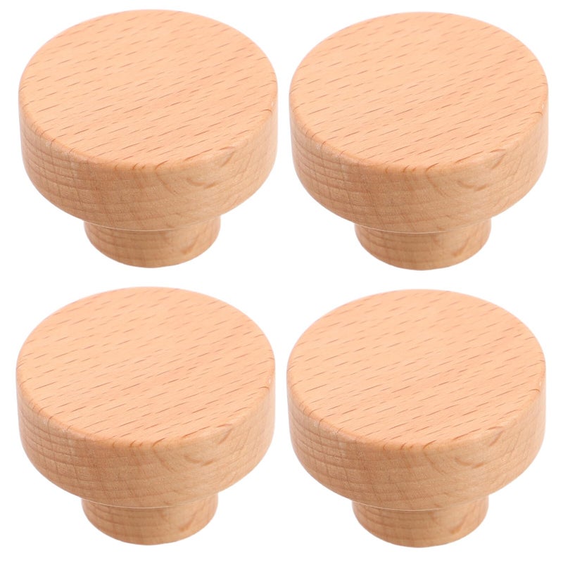 Beech Wood Cabinet Pulls 35mm Single Hole Drawer Handles For Wardrobe Kitchen Furniture - Image 2