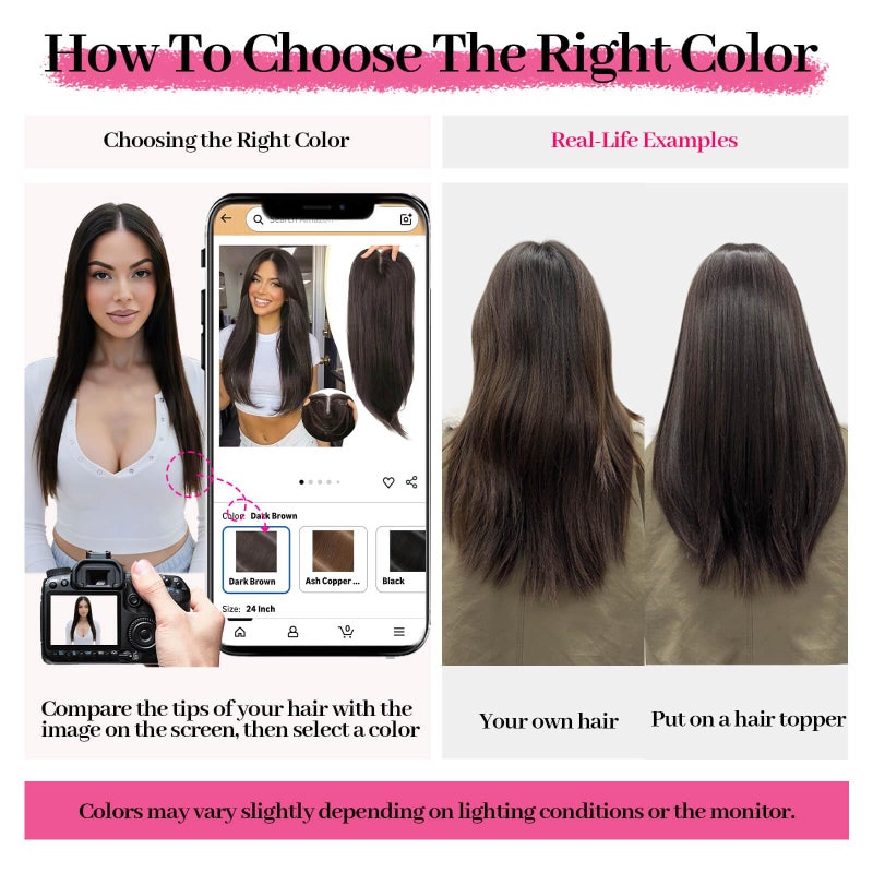 Eawwii Dark Brown Synthetic Hair Toppers for Women with Thinning 5x6 inch Large Base Coverage Clip in Wispy Bangs Upgraded Adjustable Bandage 24 Inch Long Layered - Image 5