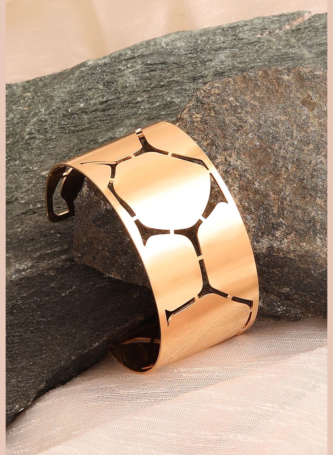 Buy Sohi gold Gold Plated Party Designer Cuff Bracelet For Women