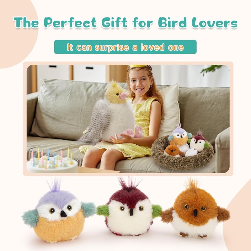 MorisMos Soft Bird Parrot Cuddly Toy XXL with 3 Babies, 35 cm Large Birds Parrots Plush Toy Stuffed Animal, Parrot Bird Birthday Christmas Gift for Children - Image 5